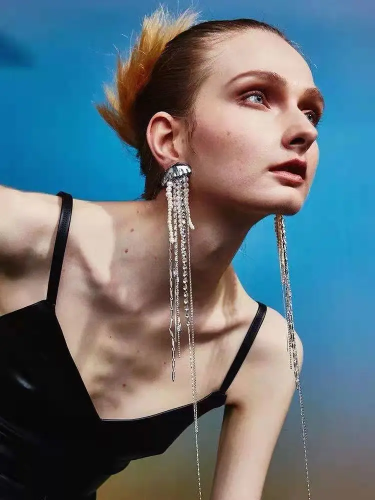 

Jellyfish Tassel Ear Clip Earrings