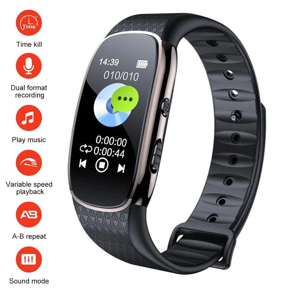 Watch Smart One Key Recording 8gb 16gb Recorder Bracelet Mp3 Player Noise Reduction Audio Dictaphone