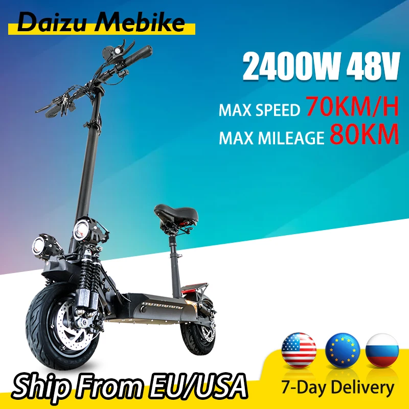 

EU US Stock Electric Kick Scooter 2400W 70km/h Electric Scooter Foldable Off Road 10inch Tire Electric Scooter for Adults