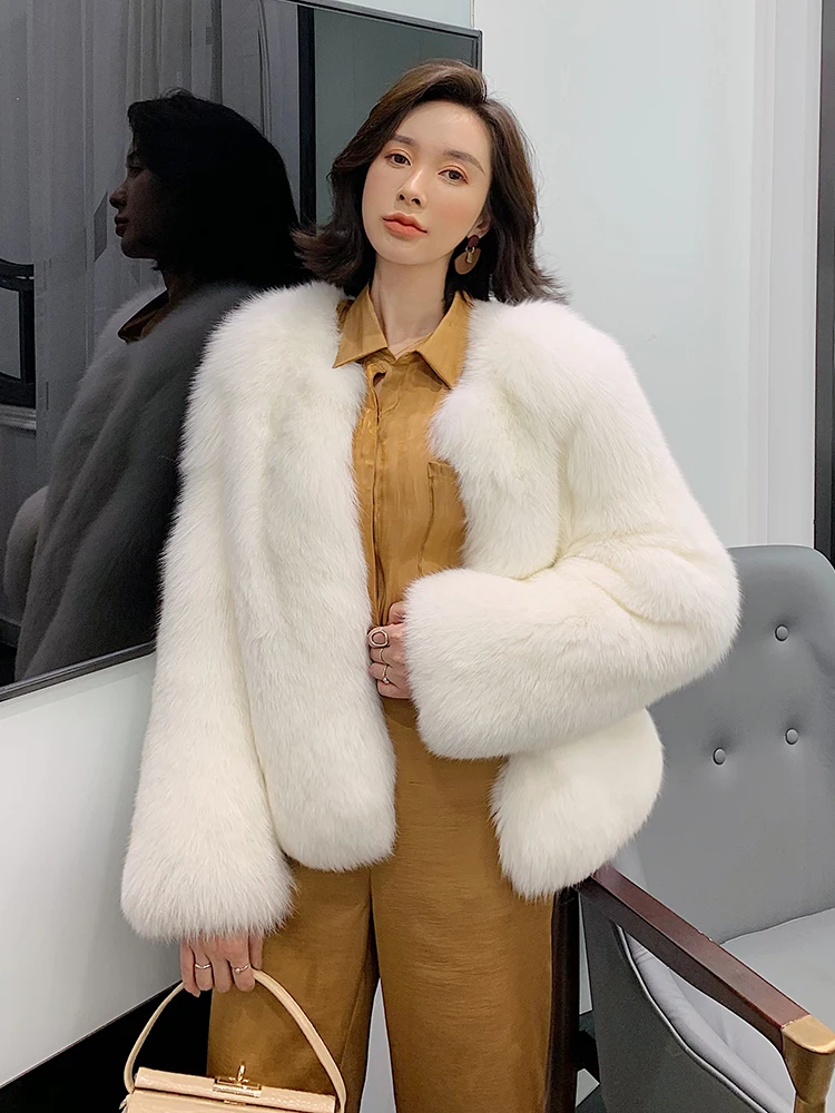 Imported Blue Fox Fur Coat Women Coats and Jackets Winter Women's Short Long-sleeved Fur Coat Fashion Warm Winter New enlarge