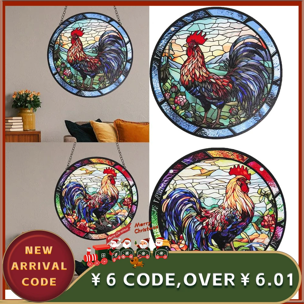 

Retro Style Pendant Halloween Decoration Window Decoration Wall Decor Office Room Decor Chicken Round Acrylic Painted Plaque
