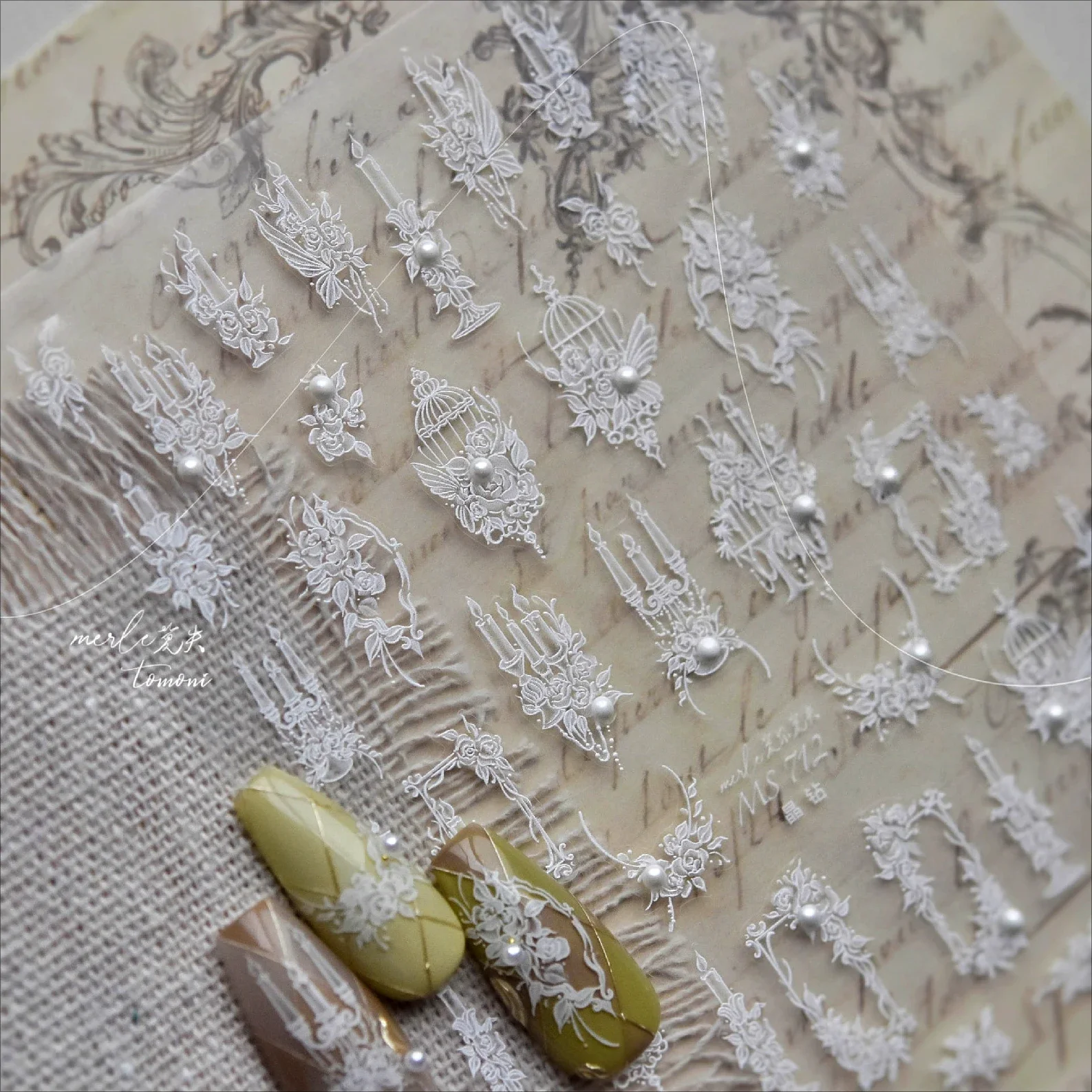 Белая роза бабочка птичья клетка рамка подсвечник с бантом лента клейкие