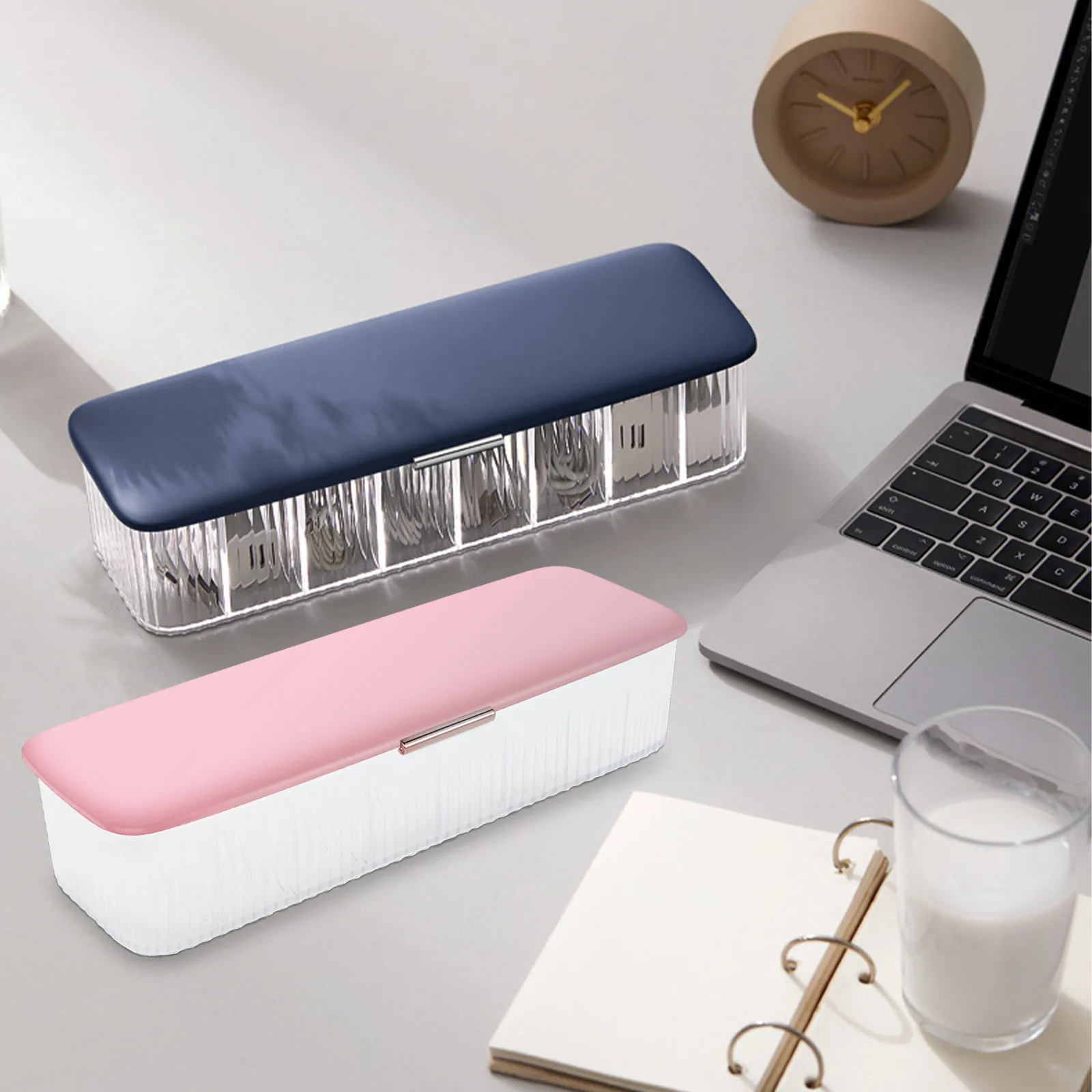 

Plastic Cable Management Box with Lid and 8 Wire Ties Portable Data Cable Storage Box with 8 Compartments Charger Storage