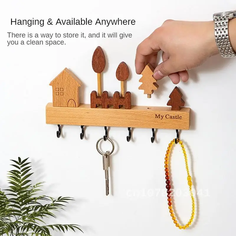Скандинавский настенный крючок для ключей из цельного дерева креативный новый