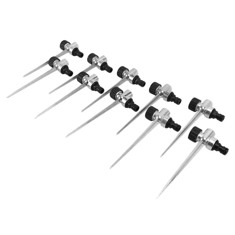 

10 Pack 1/2 Inch Flow Thru Lawn Sprinkler Spike Base, Watering Sprinklers For Yard, Lawn And Grass Irrigation