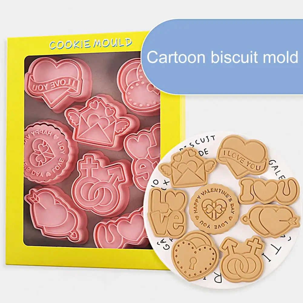 

Useful Reusable Easy to Clean Love Design Wedding Fondant Cookie Embosser Stamps Pink Cookie Molds for Bakery Shop