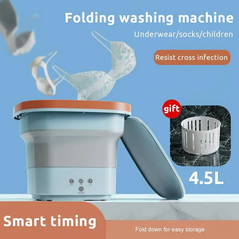 Portable Small Mini Folding Washing Machine 4.5L Home Appliance Ultrasonic Cleaning Small Single Washing Machine Cycle Washer