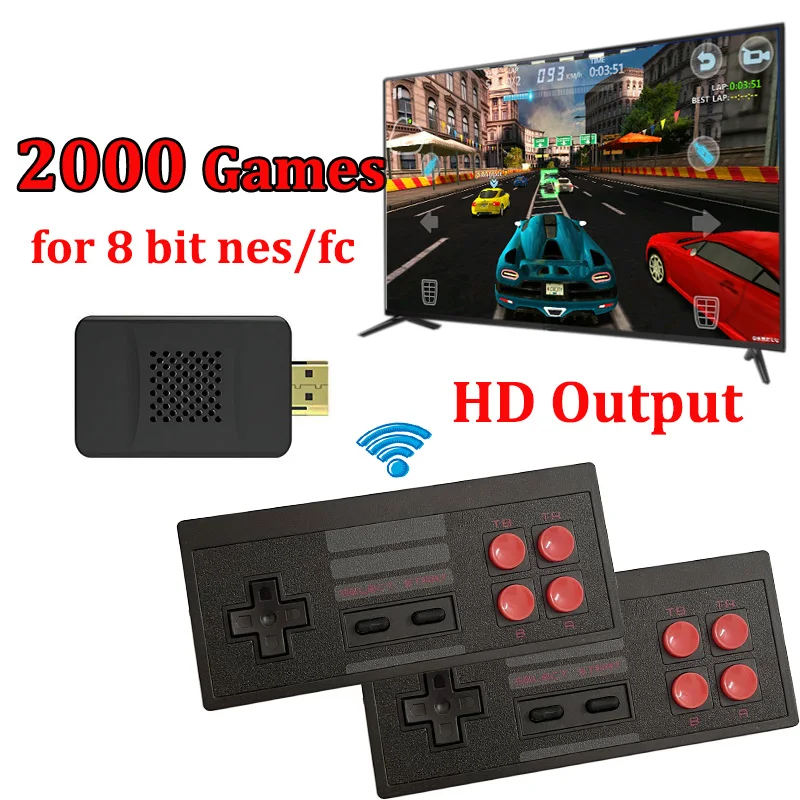 

Игровая приставка 8 бит Мини ТВ Видео игровая консоль с 2000 играми двойной 2,4G беспроводной контроллер HD выход Ретро игровая консоль для NES
