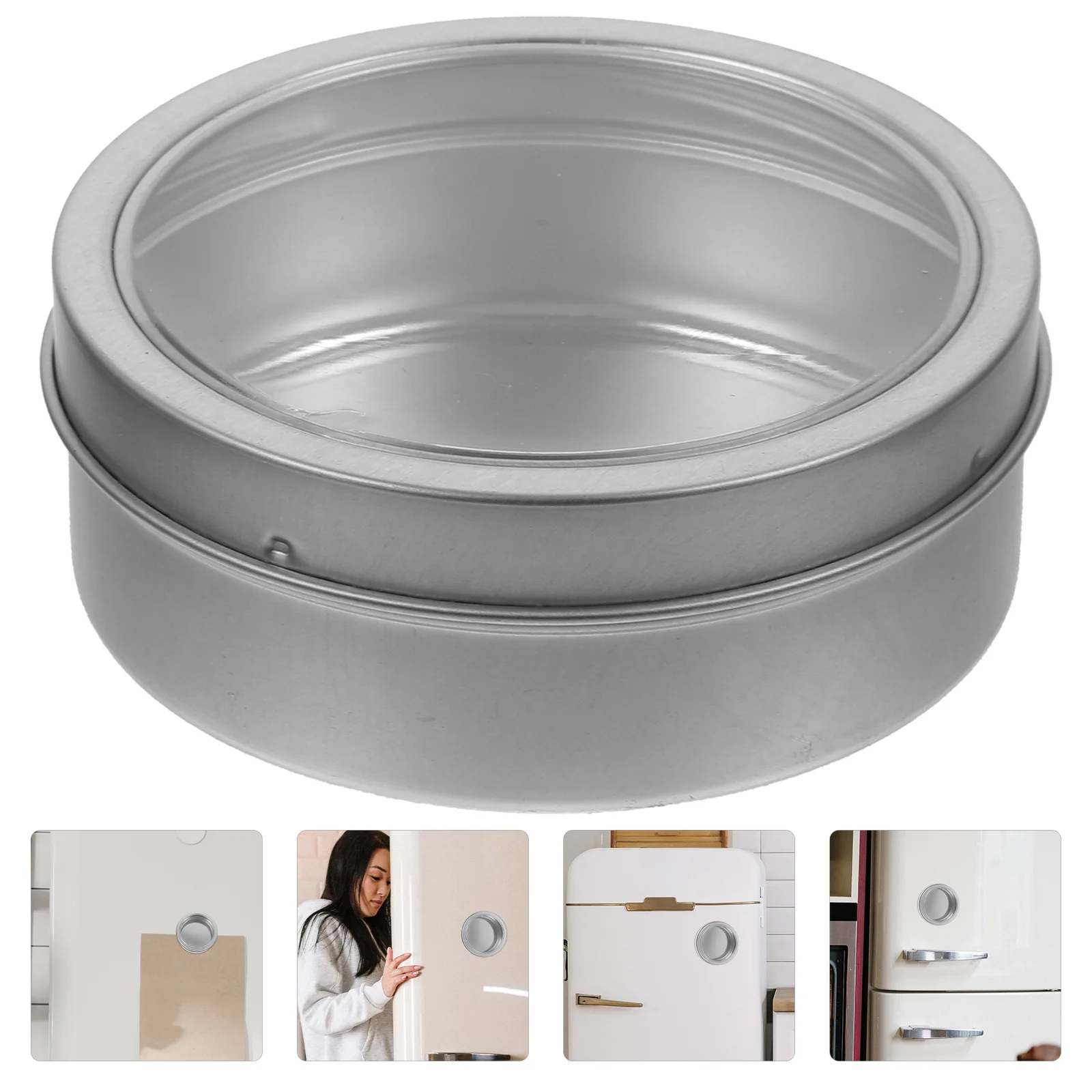 

Magnetic Storage Jar Refrigerator Metal Container Portable Small Container for Refrigerator
