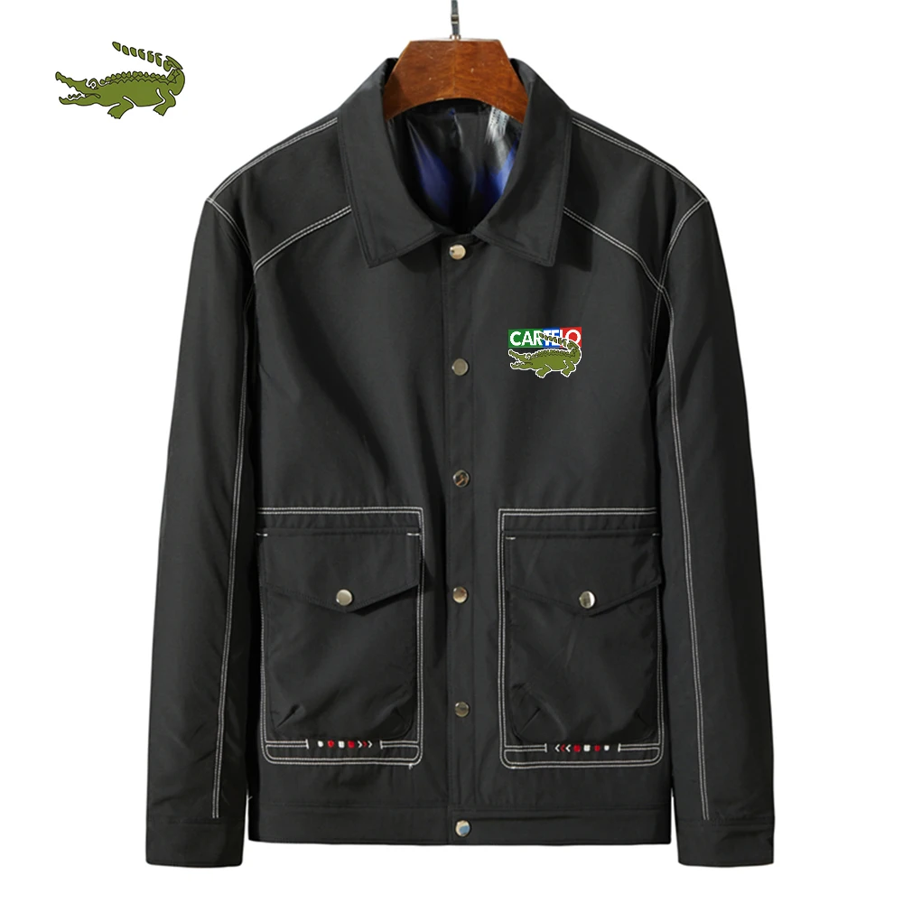 

Embroidery CARTELO Outdoor Mountaineering High Quality Men's Jacket Button Down Jacket Rain Jacket Sports Big Pocket Jacket