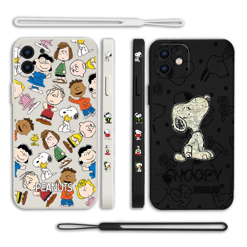 

Cute Cartoon Dog Snoopys Phone Case For Samsung Galaxy S22 S21 S20 Ultra Plus FE S10 S9 Note 20 ultra 10 9 Plus with Hand Strap
