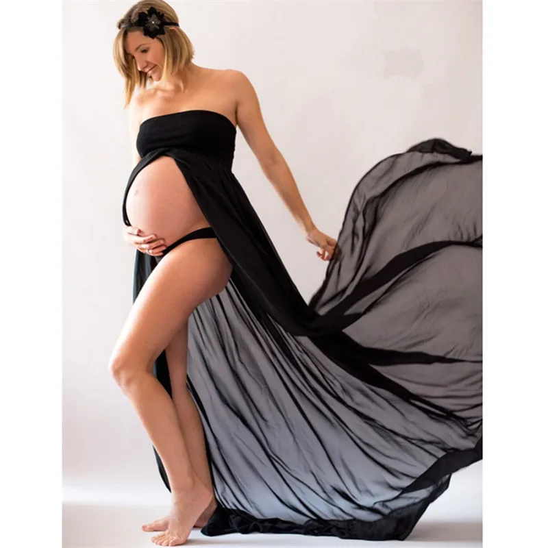 

Maternity Off Shoulder Chiffon Gown Photography Lace Split Front Maxi Dress for Photoshoot Dress Baby Shower Pregnancy Dress