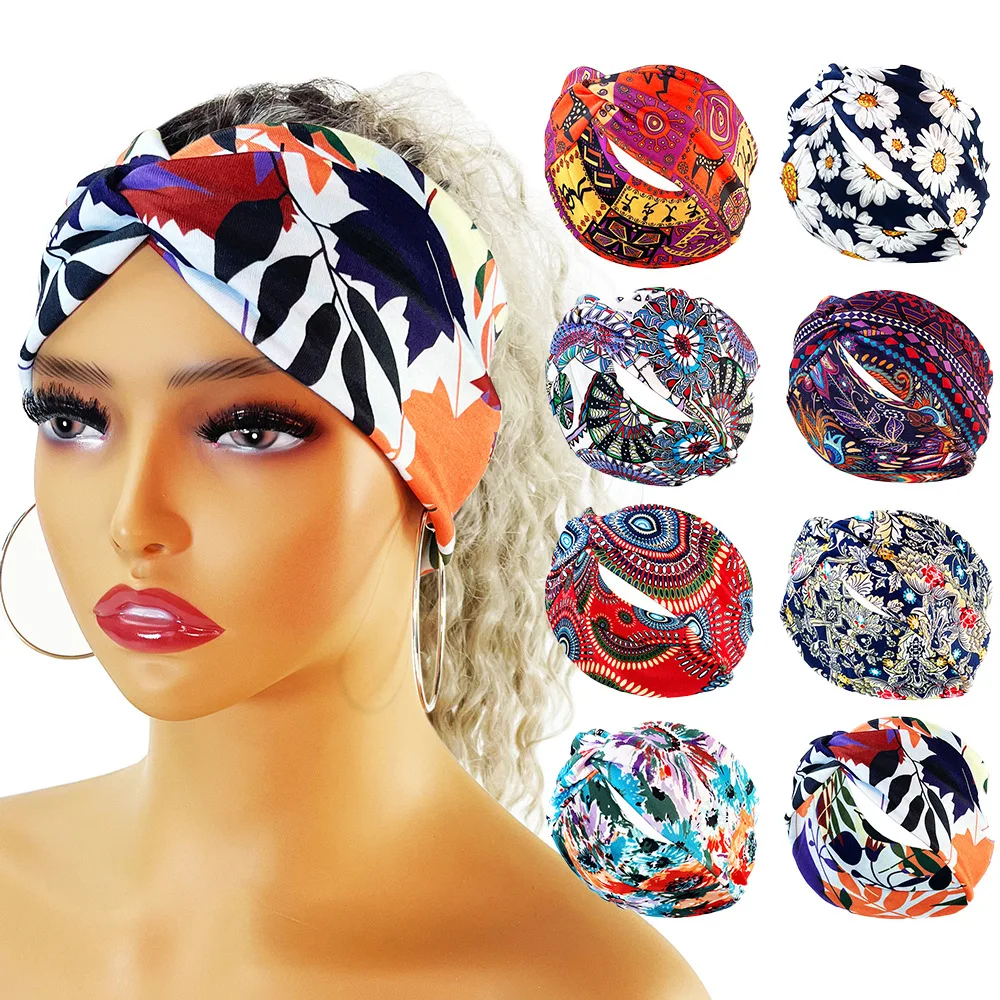 

New Print Headband Hair Accessories For Sports Sweat-absorbent Stretchable In Multiple Colors Stylish Cost-effective Choice