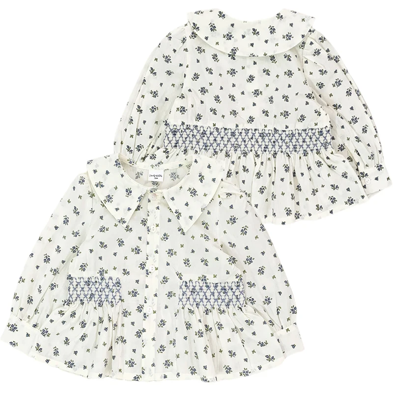 

Детская блузка с длинным рукавом, с цветочным принтом