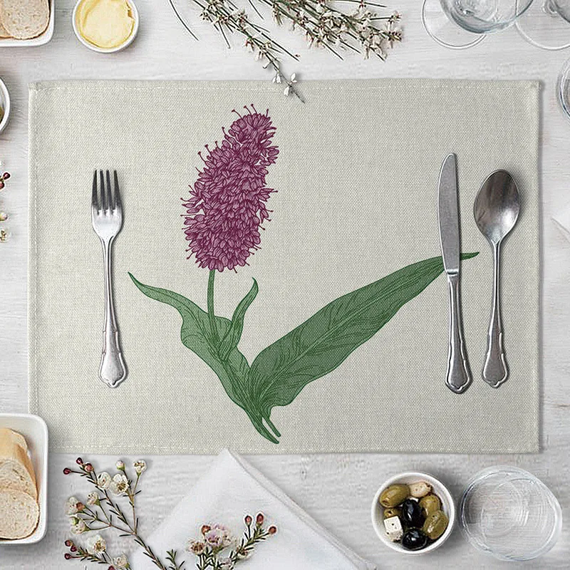 Цветочный Рисунок индивидуальный Trivet льняная салфетка для обеденного стола
