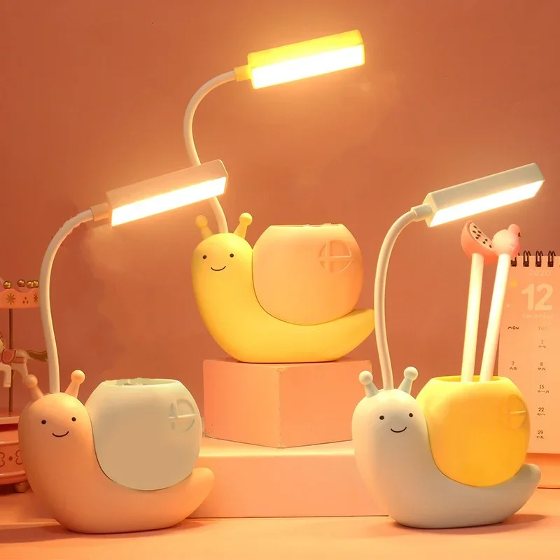 

LED Desk Lamp USB Rechargeable Table Lamps Free Bending Light Cute Cartoon Desk Lights for Bedroom Eye Protection Night Lighting