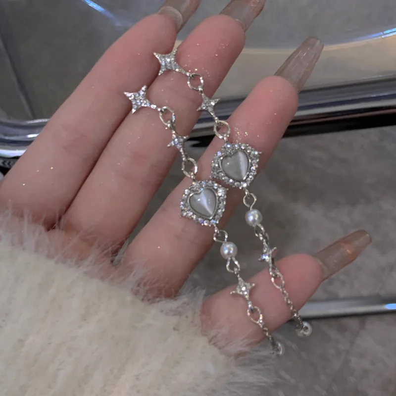 

1 Pair Cat Eye Star Earrings Star Stone Earrings Korean Fashion Earrings Fashion Temperament Party Jewelry Gifts Love Tassel