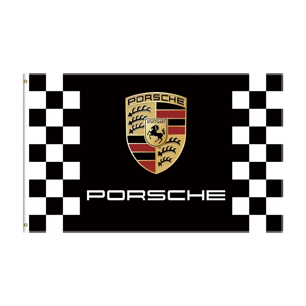

3x5 Ft PORSCHE logo Flag Polyester Printed Racing Car Banner For Decor