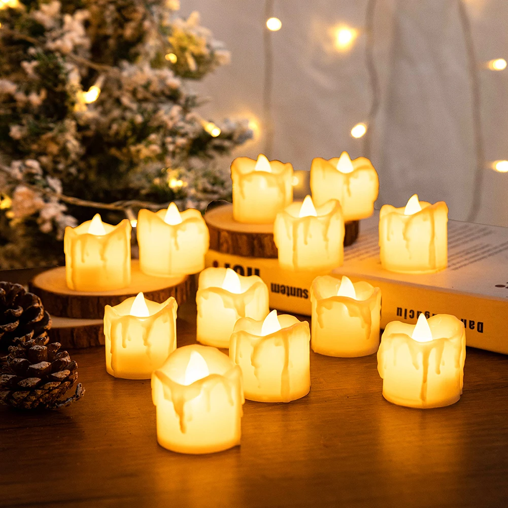 

6pcs Flameless LED Tea Light Candle Flickering Candles Tealights Romantic Valentines Wedding Party Home Bedroom Decoration Gifts