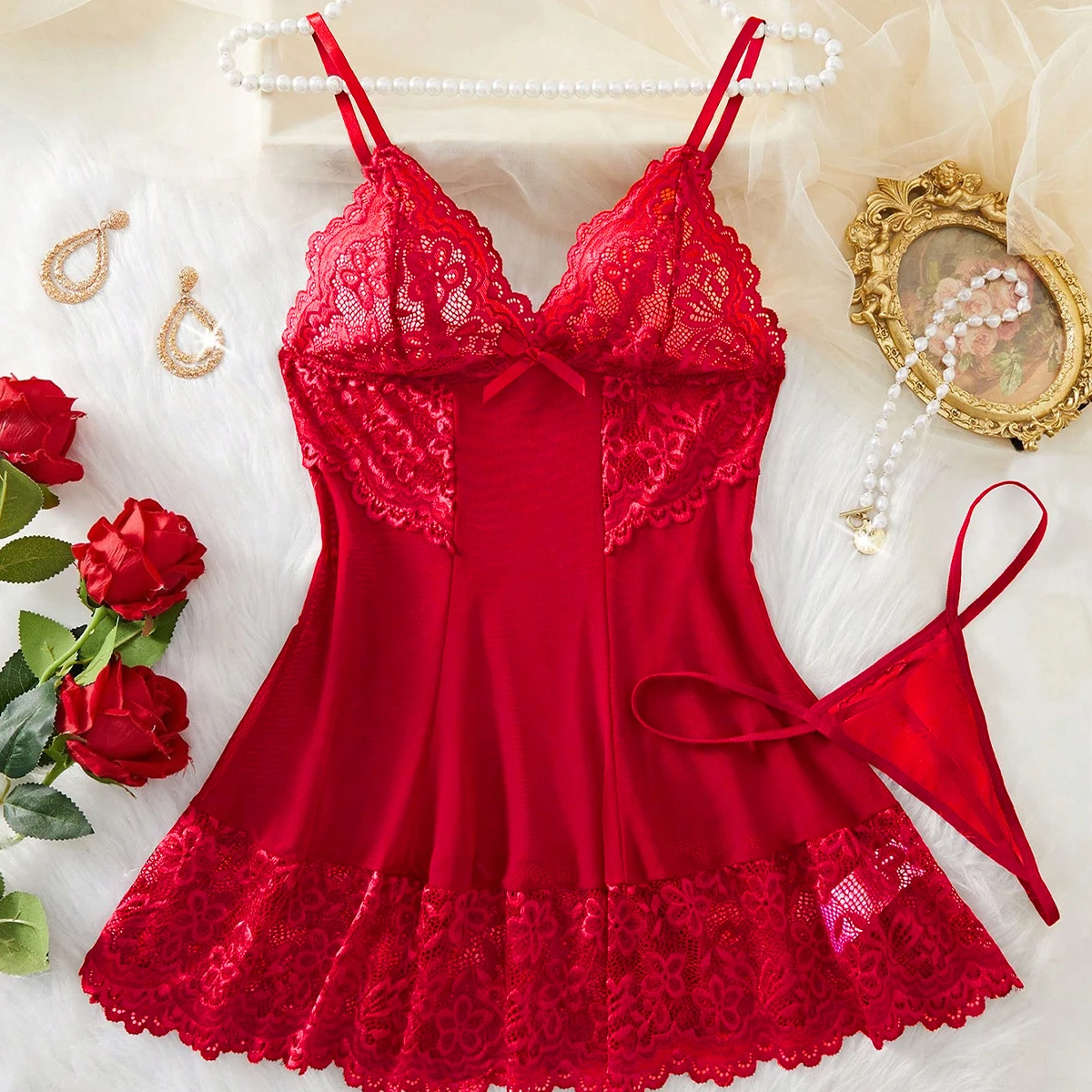 Сексуальная одежда для сна Teddies ночное платье женское нижнее белье с глубоким