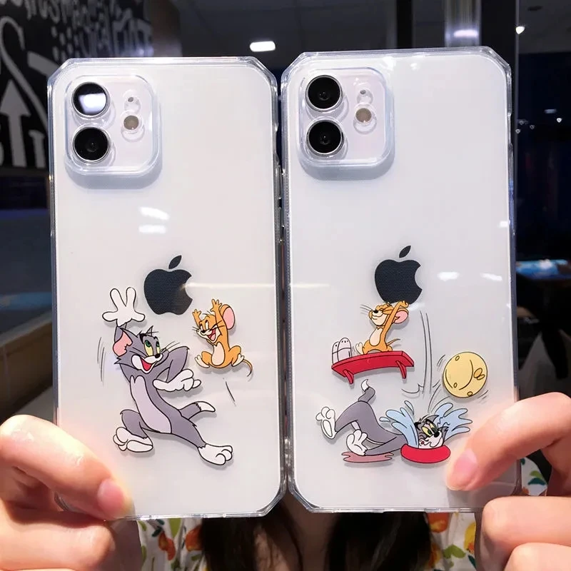 

Funny Tom and Jerry Creative Clear Silicon Mobile Phone Case For iPhone 7 8Plus XR Xs XsMax 11 12 13 Pro Max Case