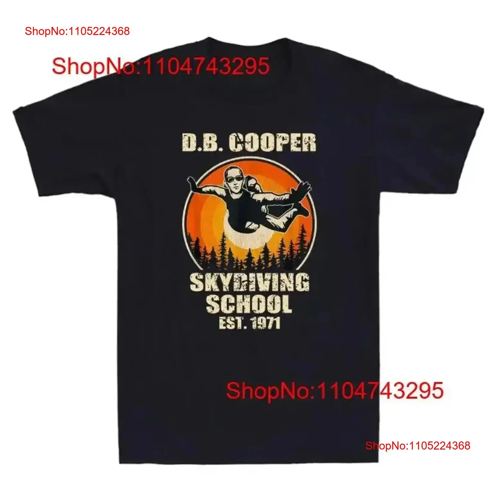 Фото DB Cooper Skydiving School Est 1971, винтажная мужская футболка с забавным мемом, стираная эластичная дизайнерская одежда, слегка мода №1