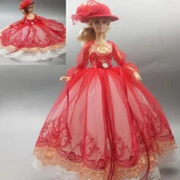 16 doll clothes for barbie dress red puff sleeve wedding gown for barbie doll outfits 11 5 dollhouse accessories girl toy gift