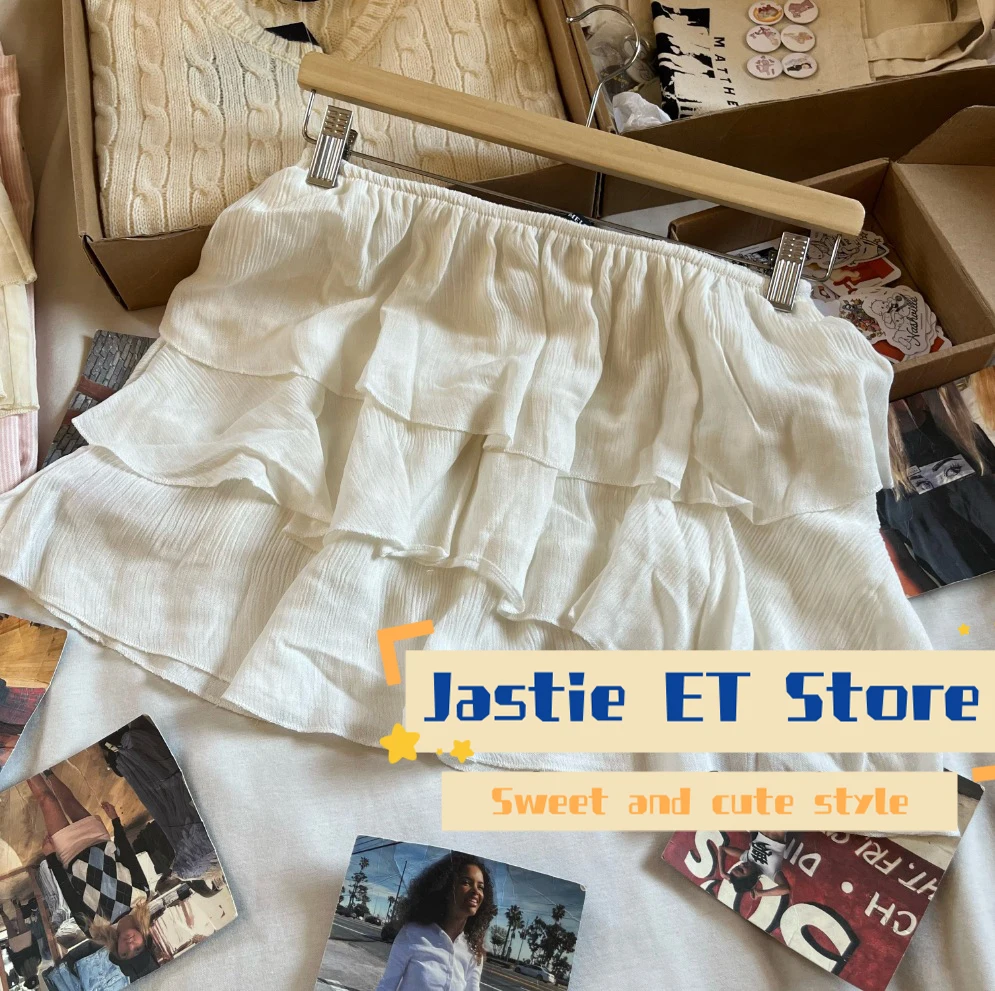 Милая белая короткая юбка в балетном стиле повседневные однотонные юбки во