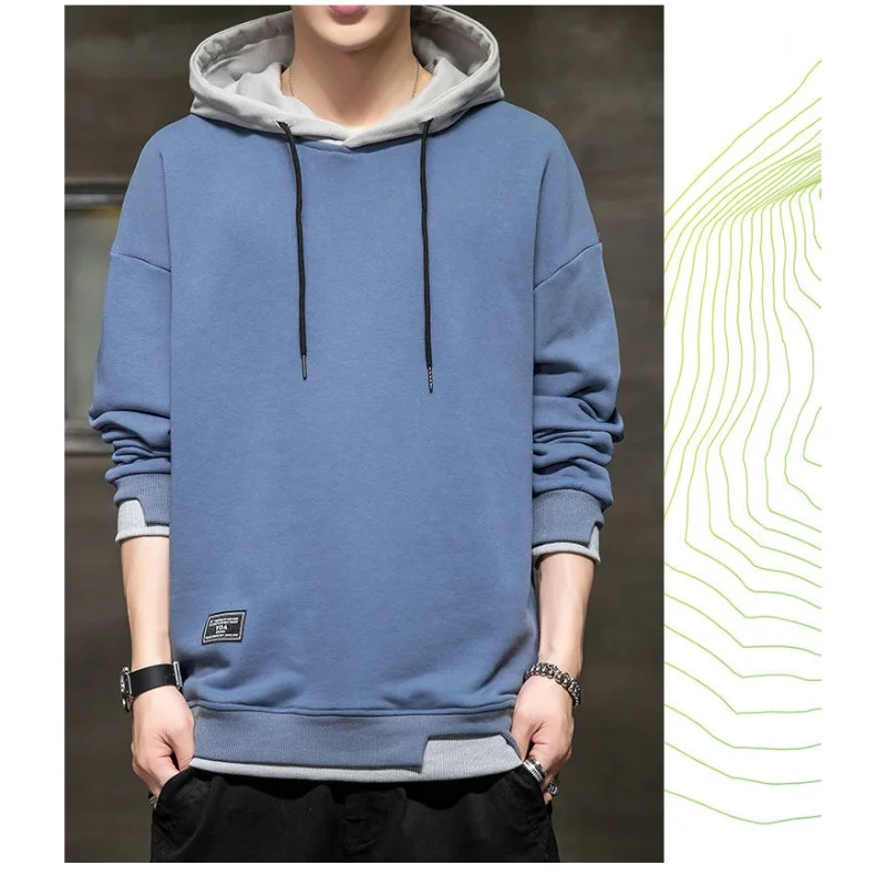 

2022 Spring and Autumn New Light Luxury Fashion Hooded Sweater Men Loose Top Bottoming Shirt Boutique Clothing Simple Style
