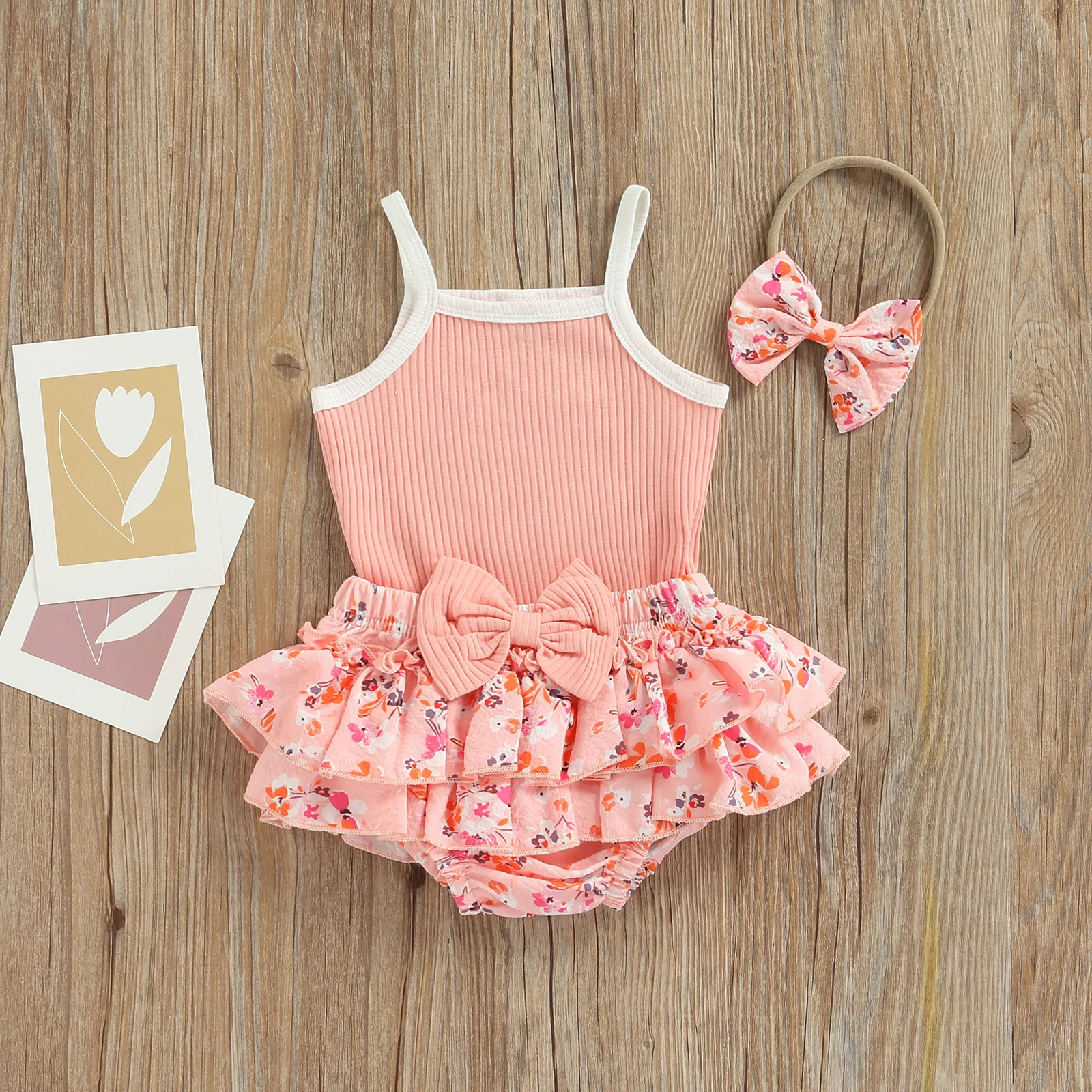 

Ma&Baby 0-18M Newborn Infant Baby Girls Clothes Set Knitted Romper Flower Print Ruffle Shorts Outfits Summer Costumes D01