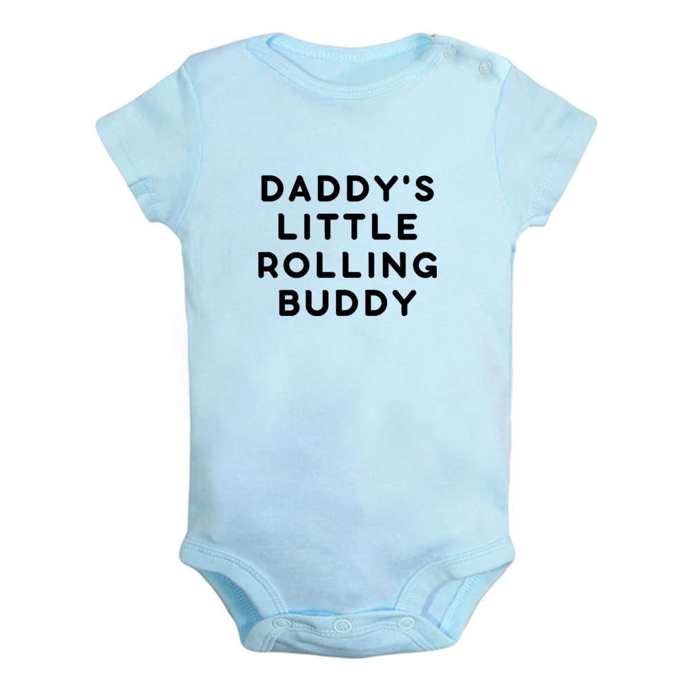 

Daddy's Little Rolling Buddy Fun Graphic Baby Bodysuit Cute Boys Girl Rompers Infant Short Sleeves Jumpsuit Newborn Soft Clothes