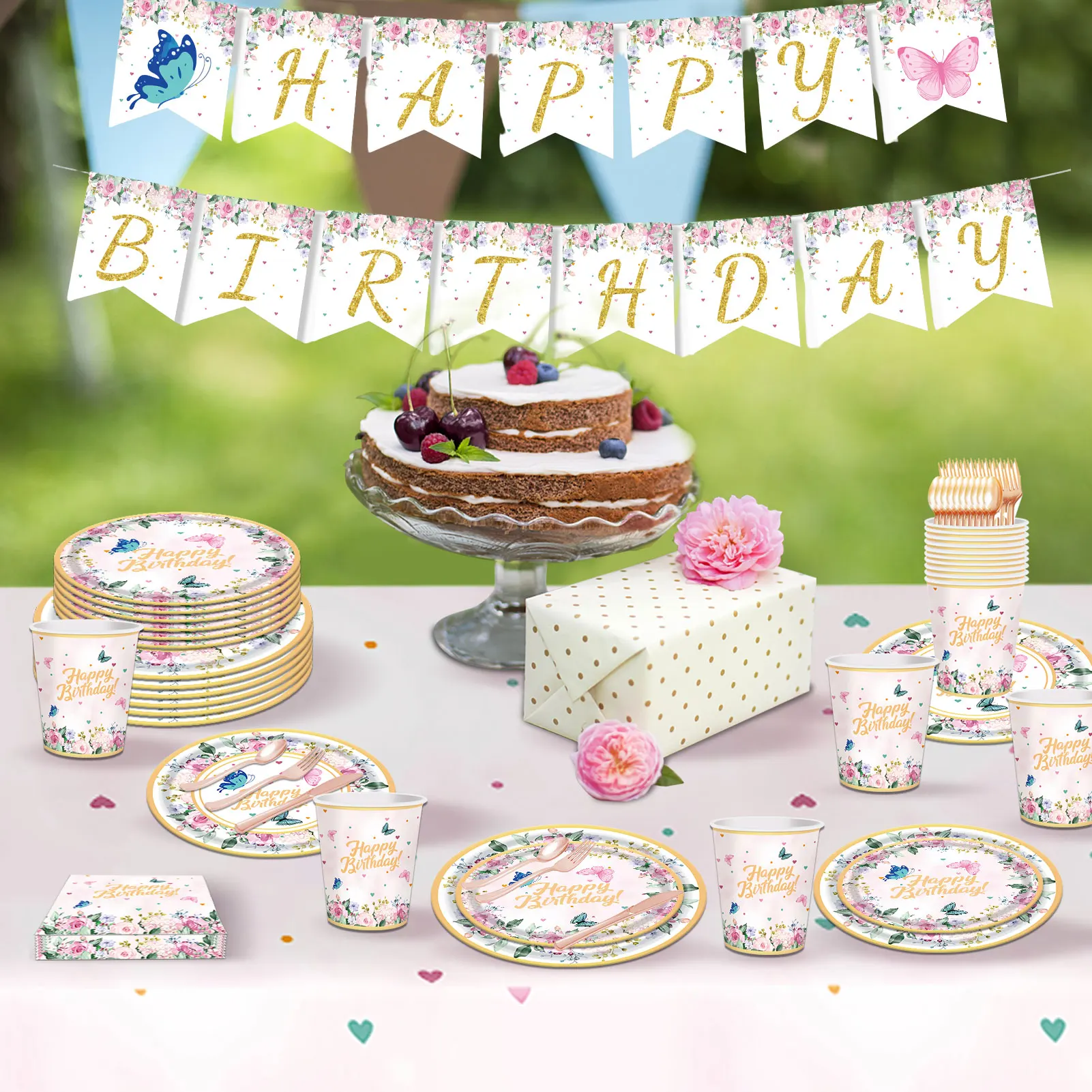 

Party Supplies Tableware Set Tableware Set Dinnerware Kit Dinnerware Set Party Supplies With Paper Plates Napkins Cups Cutlery