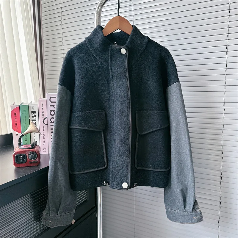 [ZOCI] 2024 Ковбойский лоскутный свитер с капюшоном на осень и зиму новая корейская