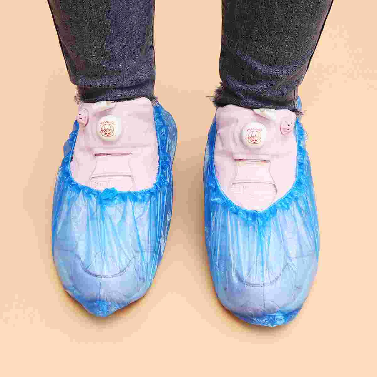 

100pcs Disposable Shoes Cover Plastic Shoes Protector Cover for Home Rainy Day