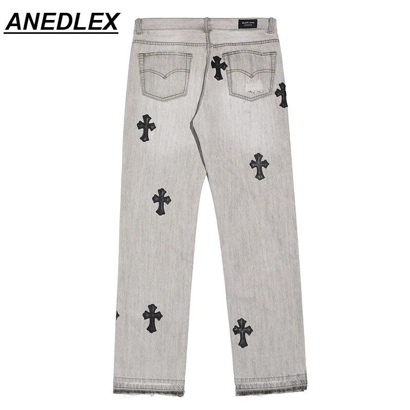 Джинсы мужские рваные в стиле хип-хоп уличные брюки из денима панк с перекрестной