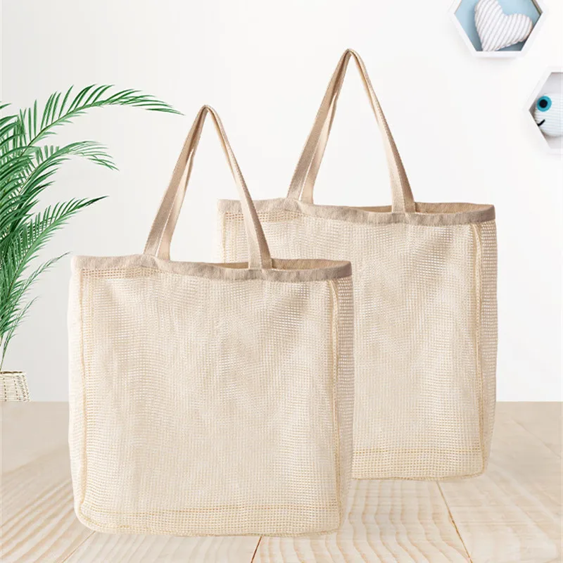 

Eco Portable Reusable Grocery Bags Fruit Vegetable Bag Washable Cotton Mesh String Organic Organizer Handbag Net Tote