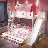 Children's Bed, Girls' Princess Bed, Bunk Bed, Solid Bed, High and Low Two-story Girls' Bed, Slide, Multifunctional Bed