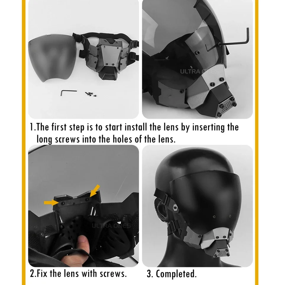 Тактическая Маска на все лицо дышащая маска для косплея в стиле киберпанк
