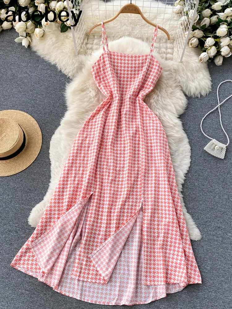 

2022 Women Geometry Print Dress Summer Sexy Split Backless Long Dresses Female Elegant Bohemian Party Dress Vestido