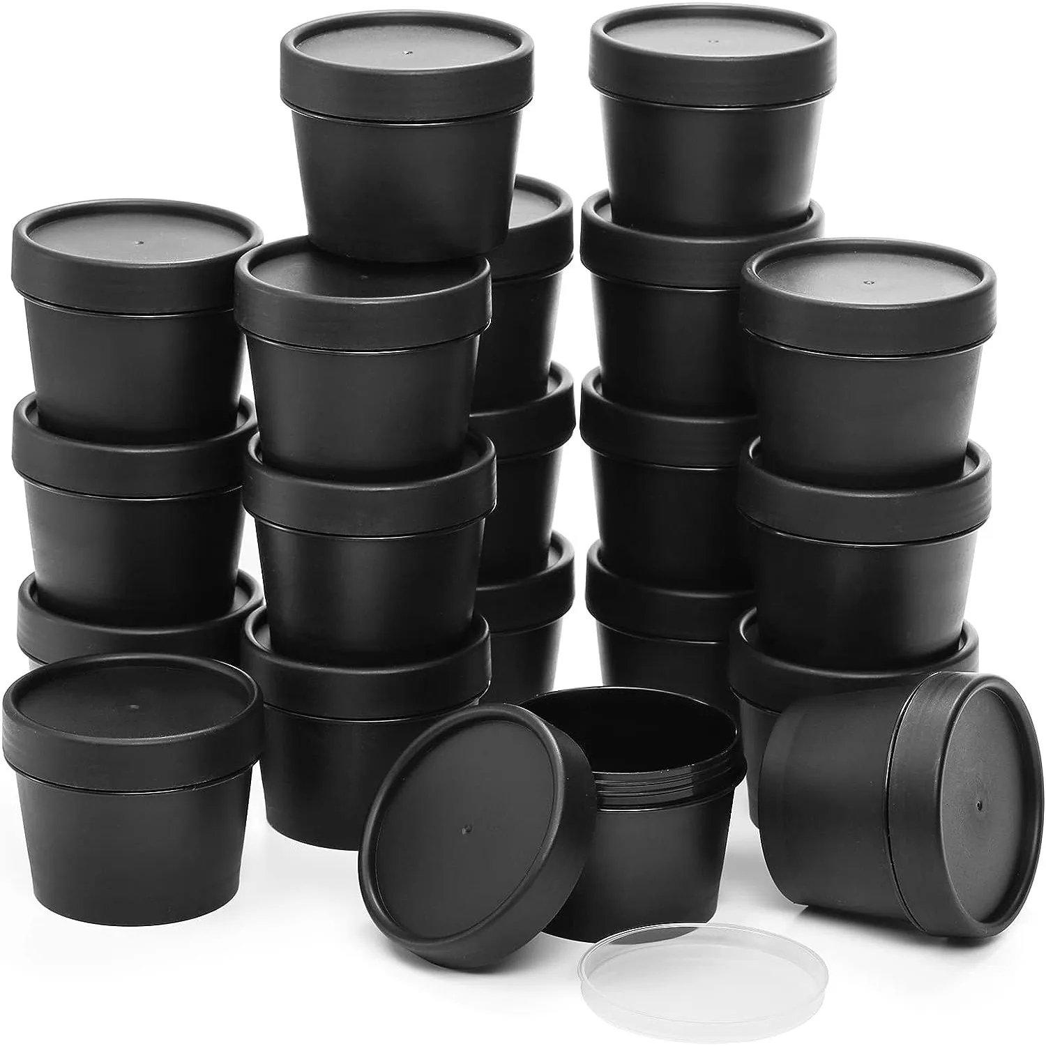 20Pack 3.4oz/100ml Refillable Plastic Pot Jars Cosmetic Jars Makeup Containers with Lids for Storage Lotions Cream Body Butter