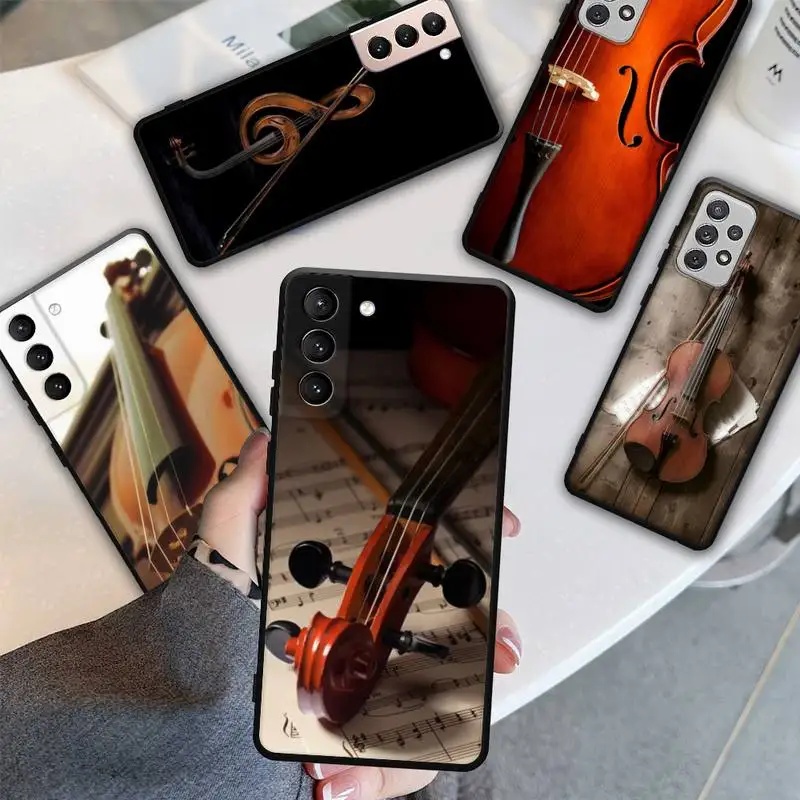 Elegant Violins Bow Sheet Music Phone Case for SamsungS22 S21 S20ultra pro plus S10 S9 S8 Note 20 10 9 Ultra phone Bumper Covers