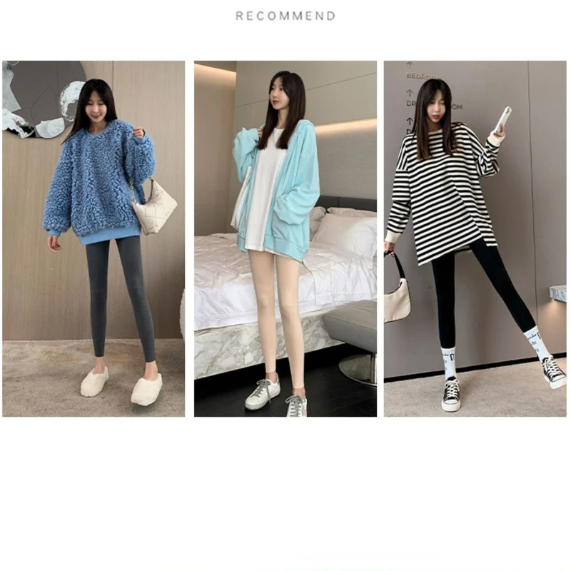 Autumn pants Women's plush thickened leggings  thin flannelette pants inside double thread pants Warm pants winter