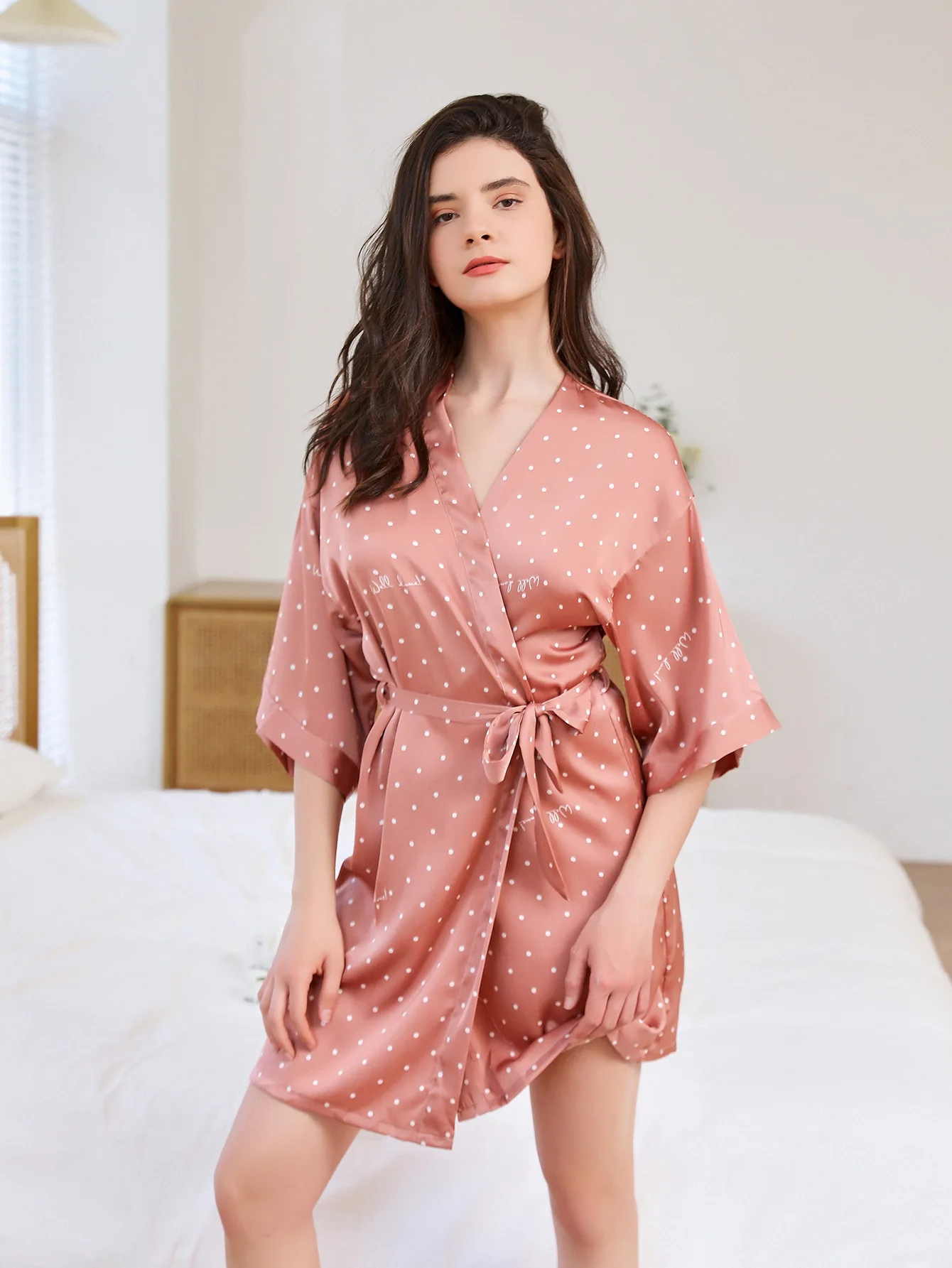 Panic Buying Women's Pajamas Sexy Nightwear Poplin Rib Polyester Women V Neck 95 Sleep Tops Nightie
