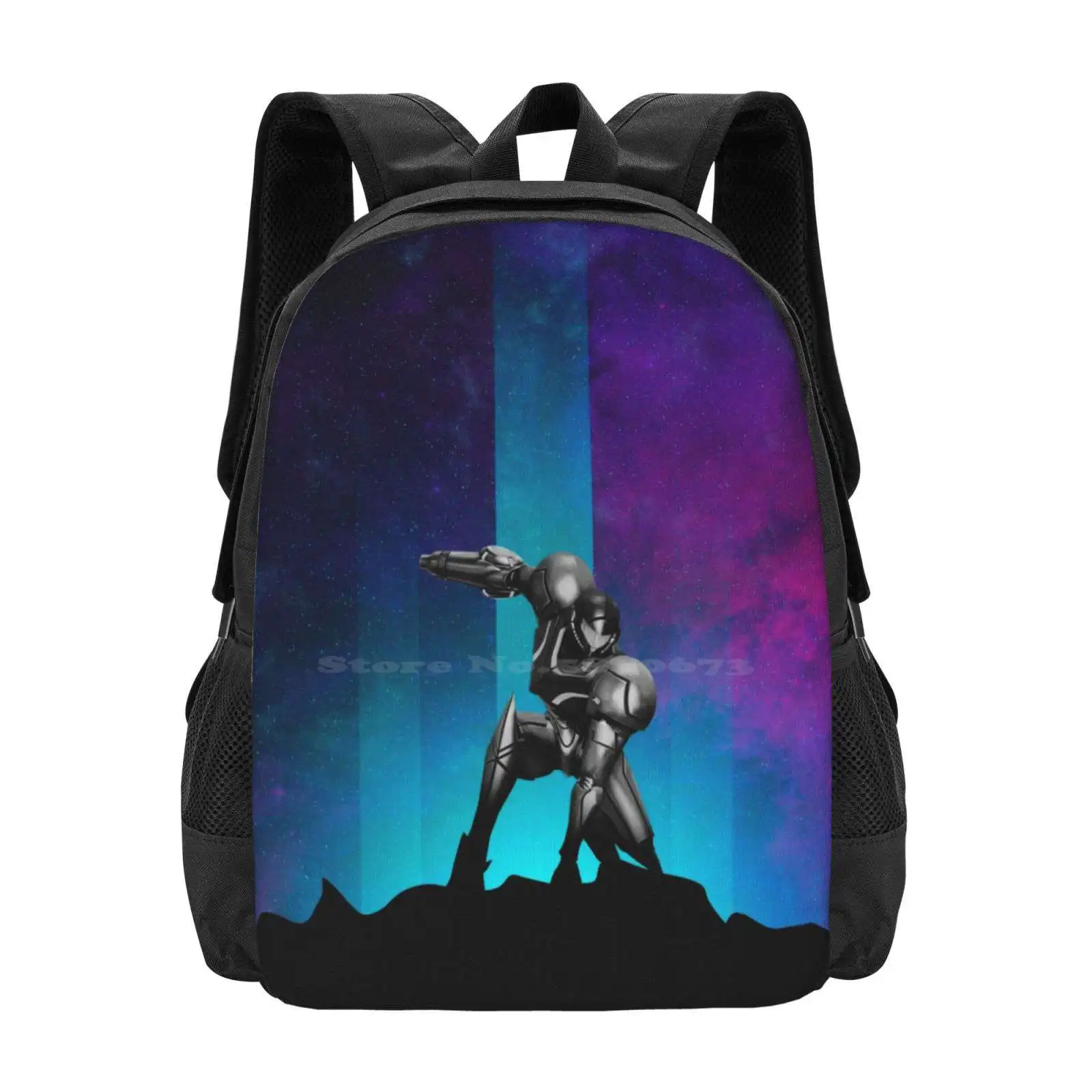 Metroid School Bags Travel Laptop Backpack Metroid Wars Videogames Smash Samus Aran Space Stars Classic Power Girl Retro Vintage