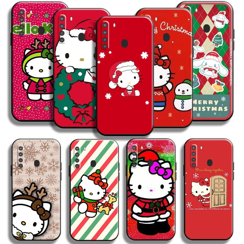 

Hello Kitty Kuromi Christmas Phone Case For Samsung Galaxy A21 A21S Black TPU Coque Carcasa Cover Cases Liquid Silicon Back