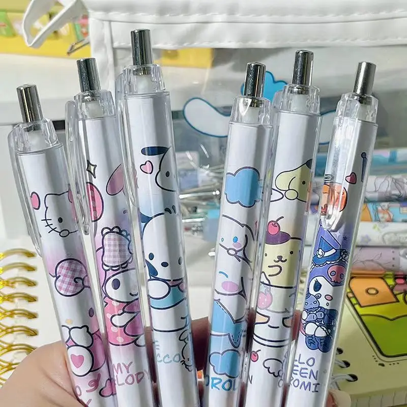 

2pcs Sanrioed My Melody Cinnamoroll Kuromi Kitty Cartoon High Face Value Gel Pen Super Cute 0.5 Black Quick Dry Signature Pen