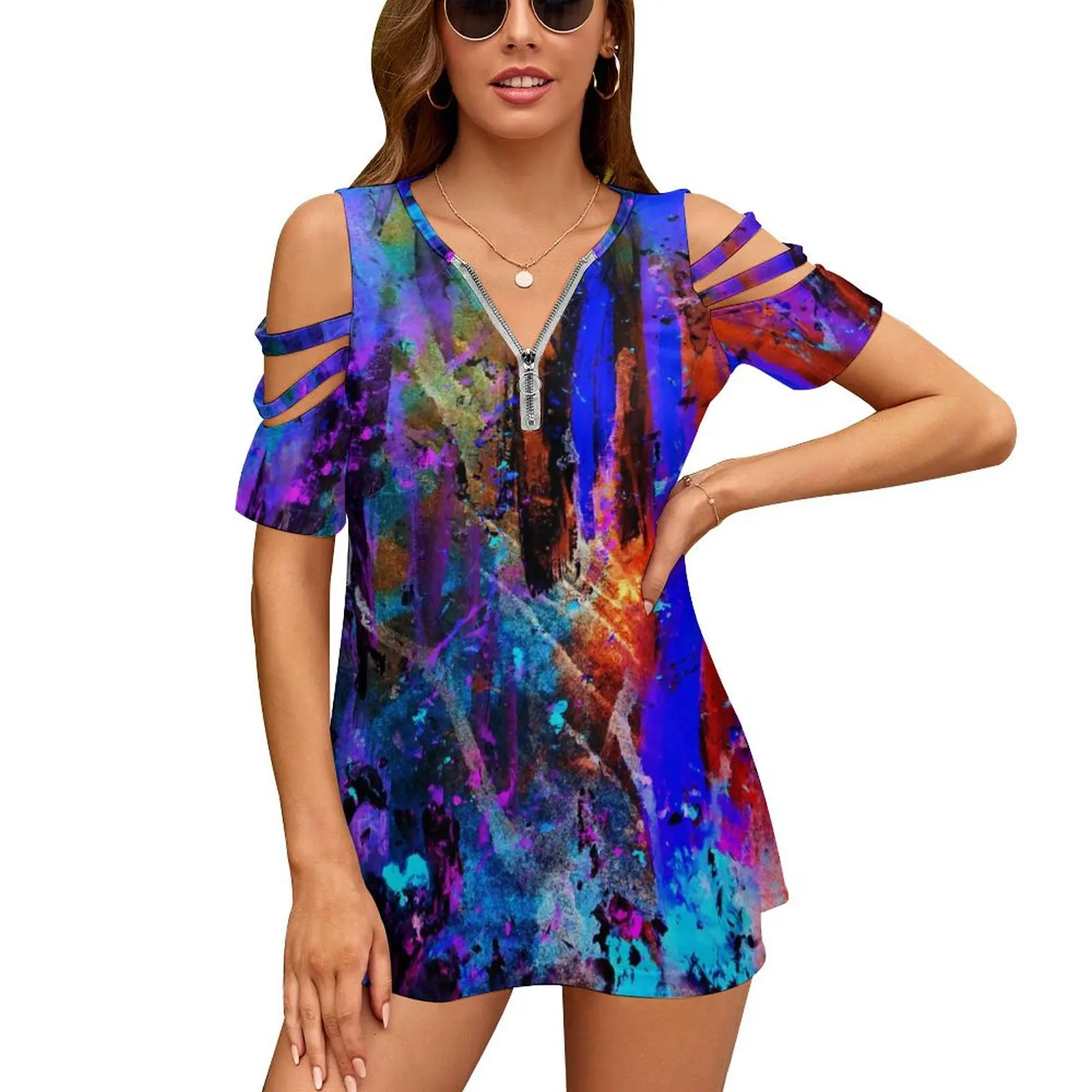 

Rainbow Splatter Art T Shirt Colorful Splashes Funny T-Shirts Short Sleeve Casual Oversize Tees Summer Print Tops Gift Idea