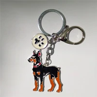 dobermann dog pendant key chains for men women gift