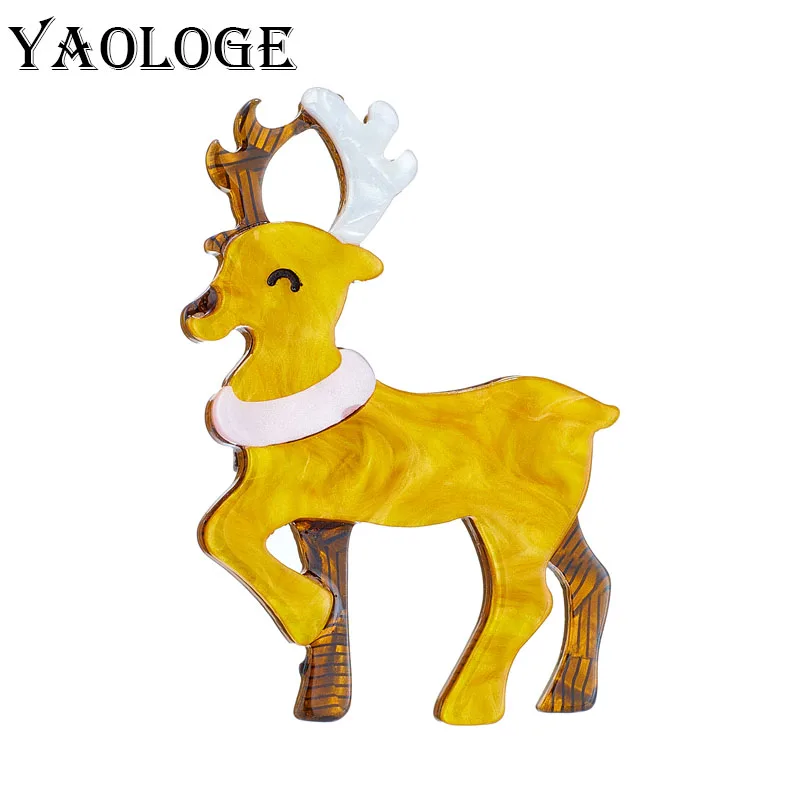 

YAOLOGE Acrylic Cartoon Brown Deer Brooches For Unisex Kids Newly Arrived Pins Badges Accessories Christmas Gifts Jewelry Брошь