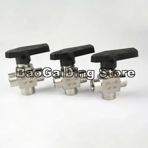 Нержавеющая сталь 304 шаровой клапан 3 Way с внутренней резьбой 1/8 &quot1/4" 3/8 &quot1/2" L